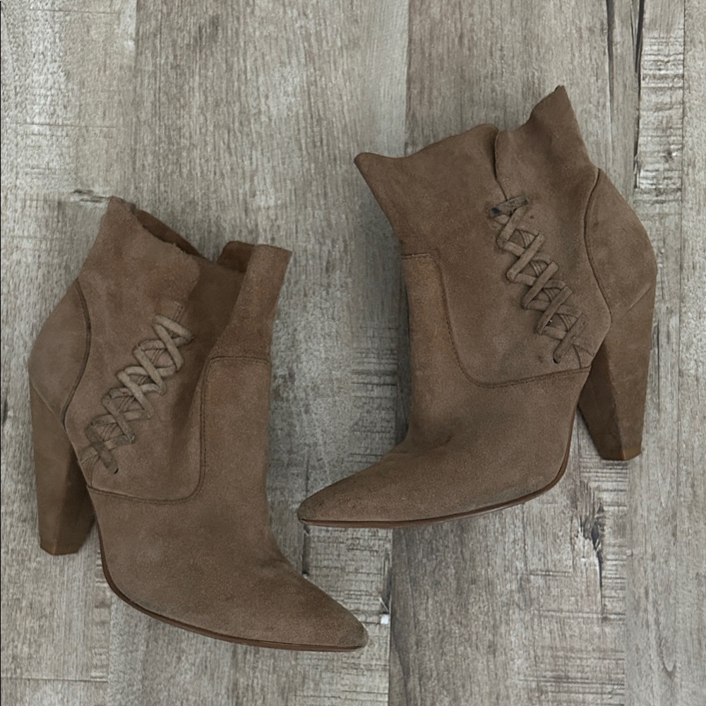 Zara Taupe Suede Ankle Booties